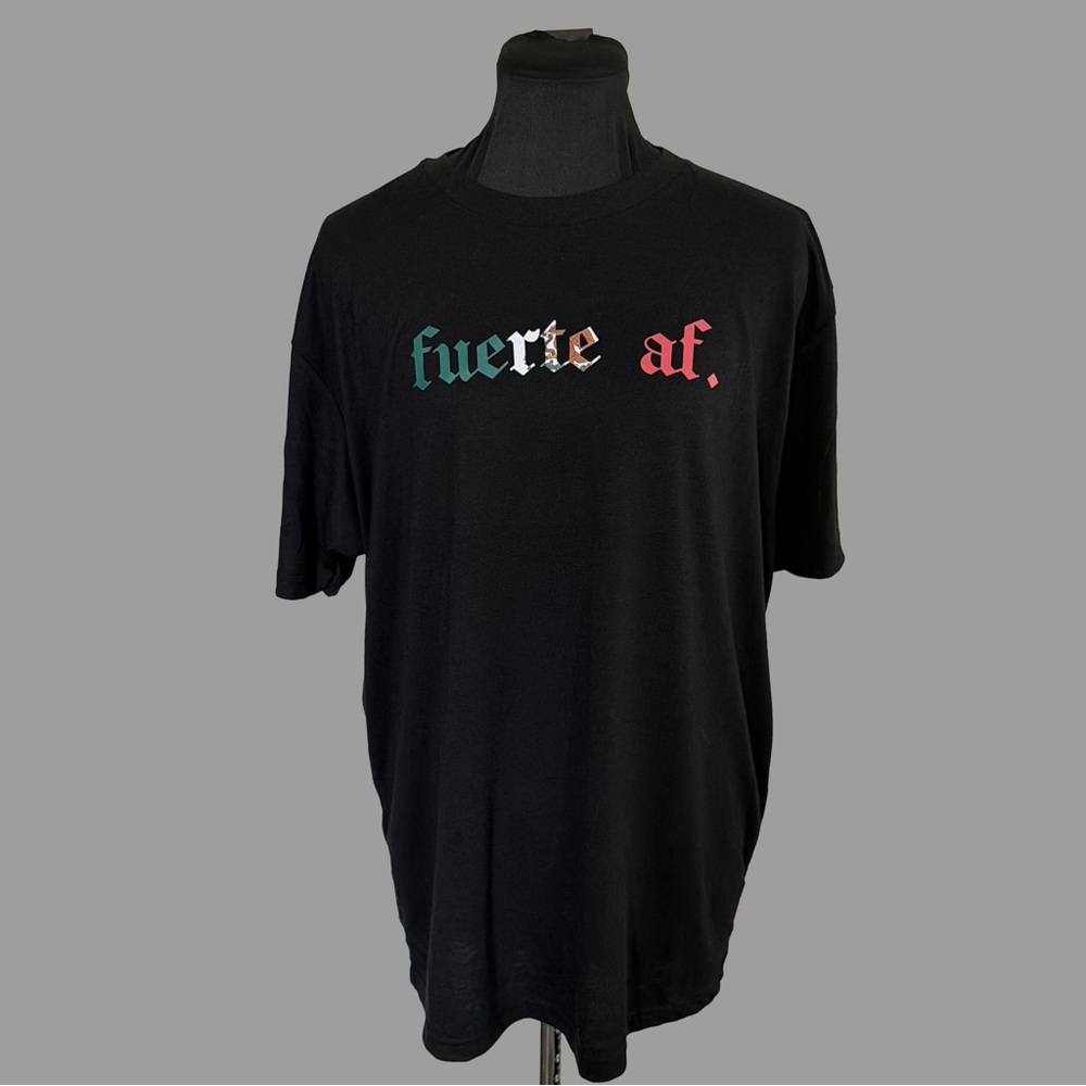 NWOT Latina Lifters Fuerte AF Mexico Flag Black Tee Size Large